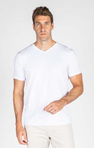 Camiseta Algodão Egípcio Premium Gola V Branco 1